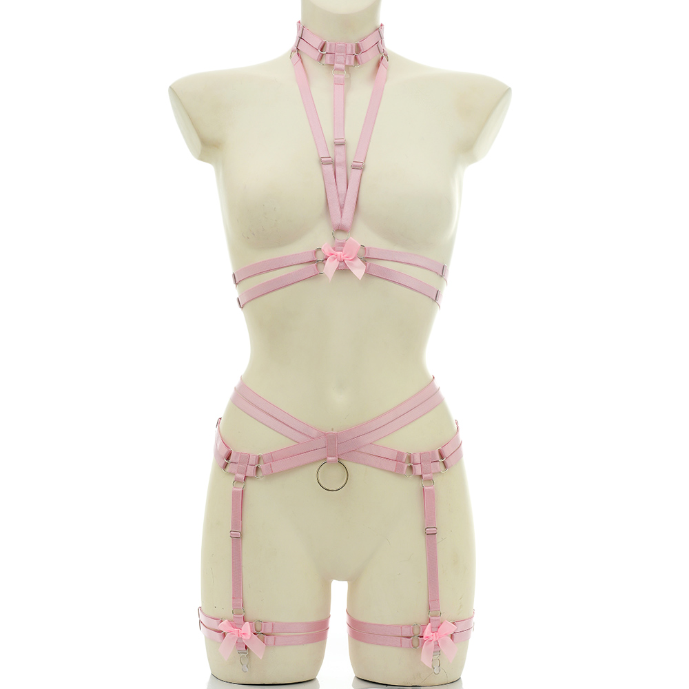 Garter Belt Set - Arnés de cuerpo Bondage elástico para